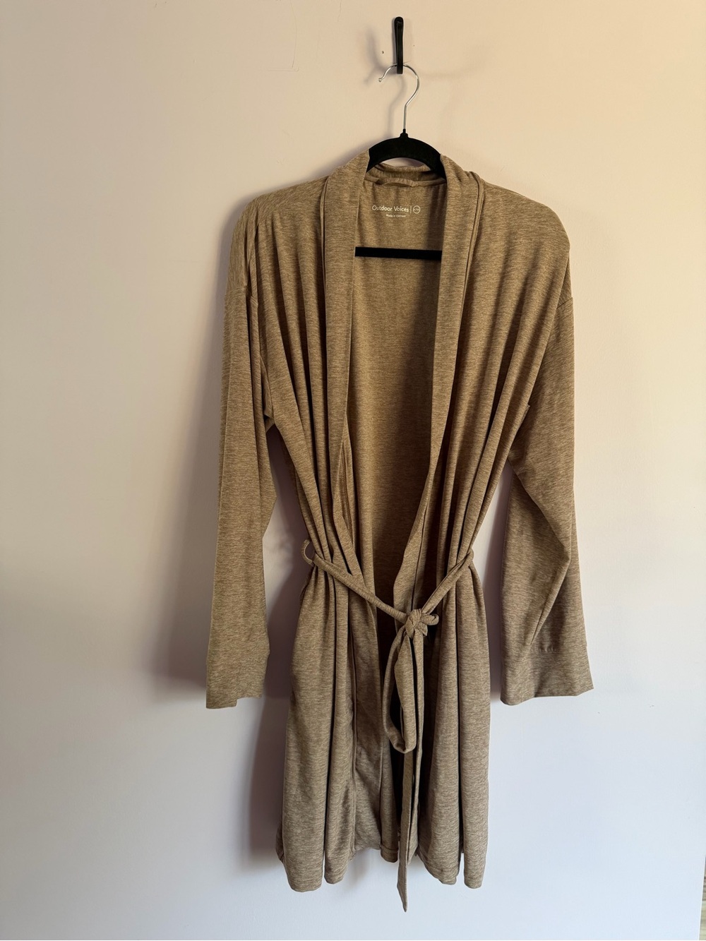 Outdoor Voices Cloudknit Camel Heathered Knit Robe with Tie Belt XXL